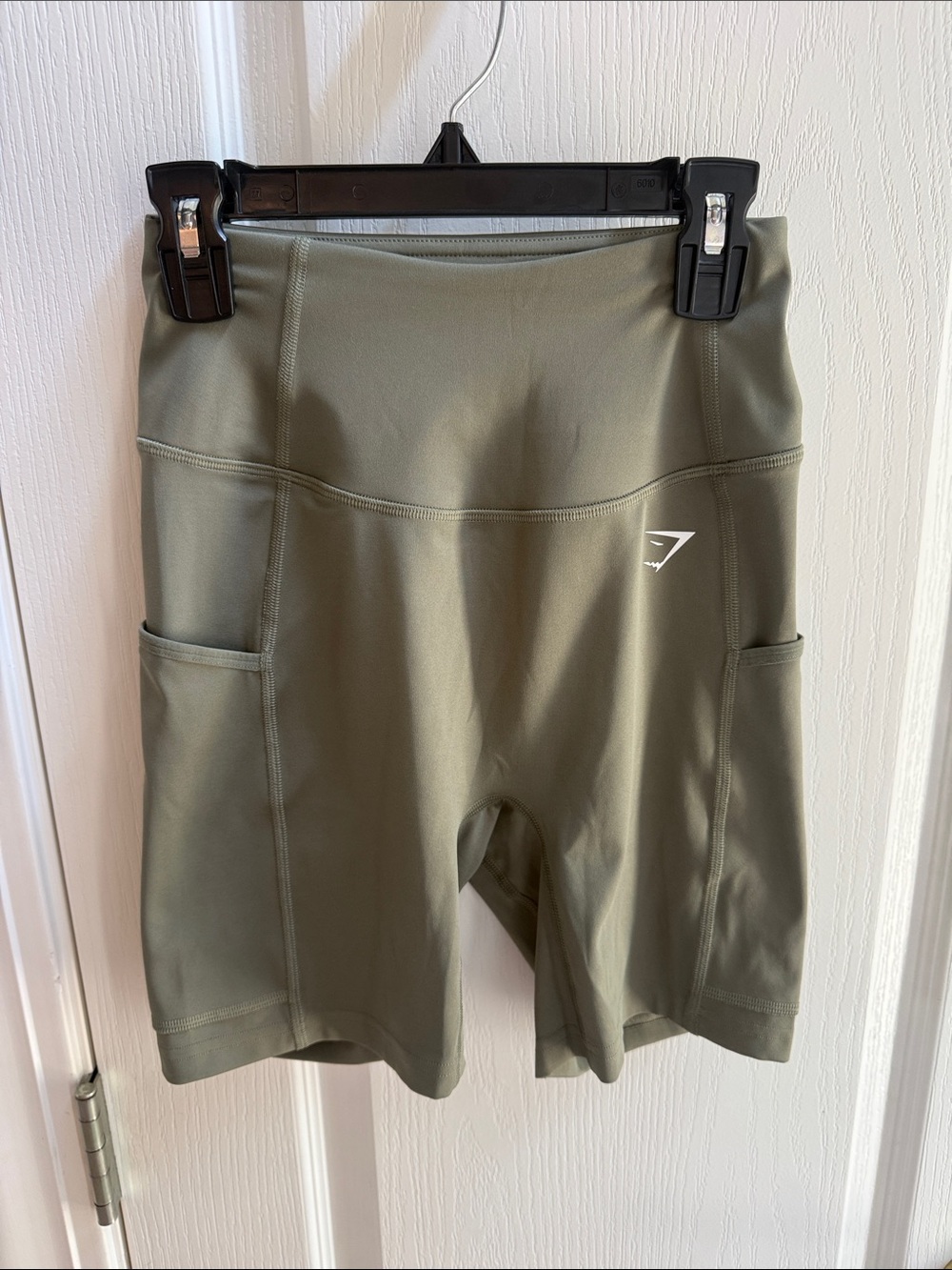Gymshark Olive Green High-Rise Pocket Bike Shorts